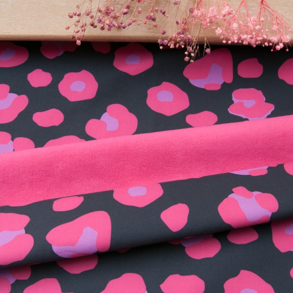 Tissu Softshell imprimé "Gros Graou Fushia"