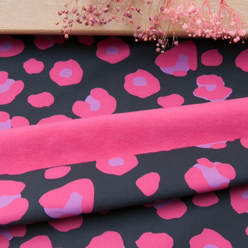 Tissu Softshell imprimé "Gros Graou Fushia"