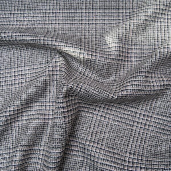 Tissu gabardine souple Prince de Galles noir beige lurex doré