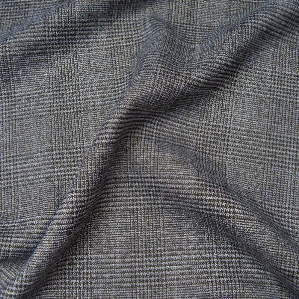 Tissu gabardine souple Prince de Galles noir taupe lurex doré