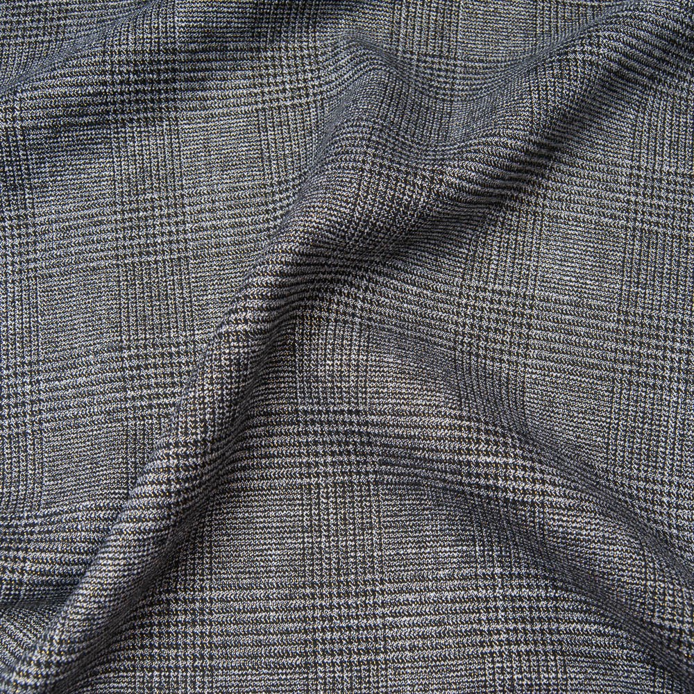 Tissu gabardine souple Prince de Galles noir taupe lurex doré