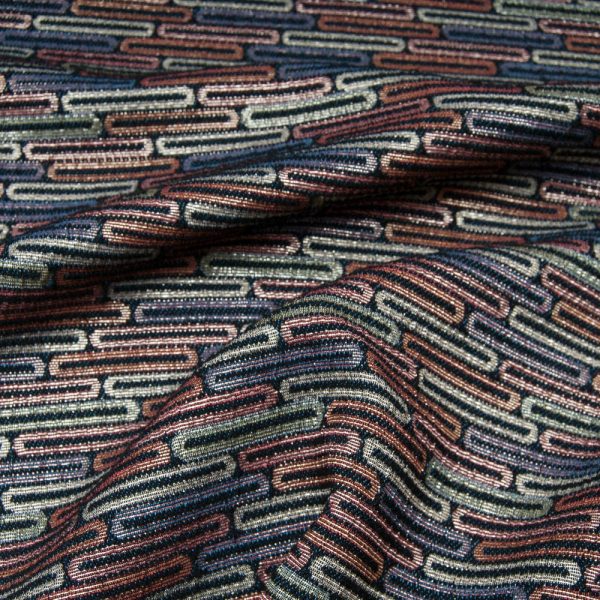Tissu Jacquard lurex kaki et Bronze méttalisé fin rectangle