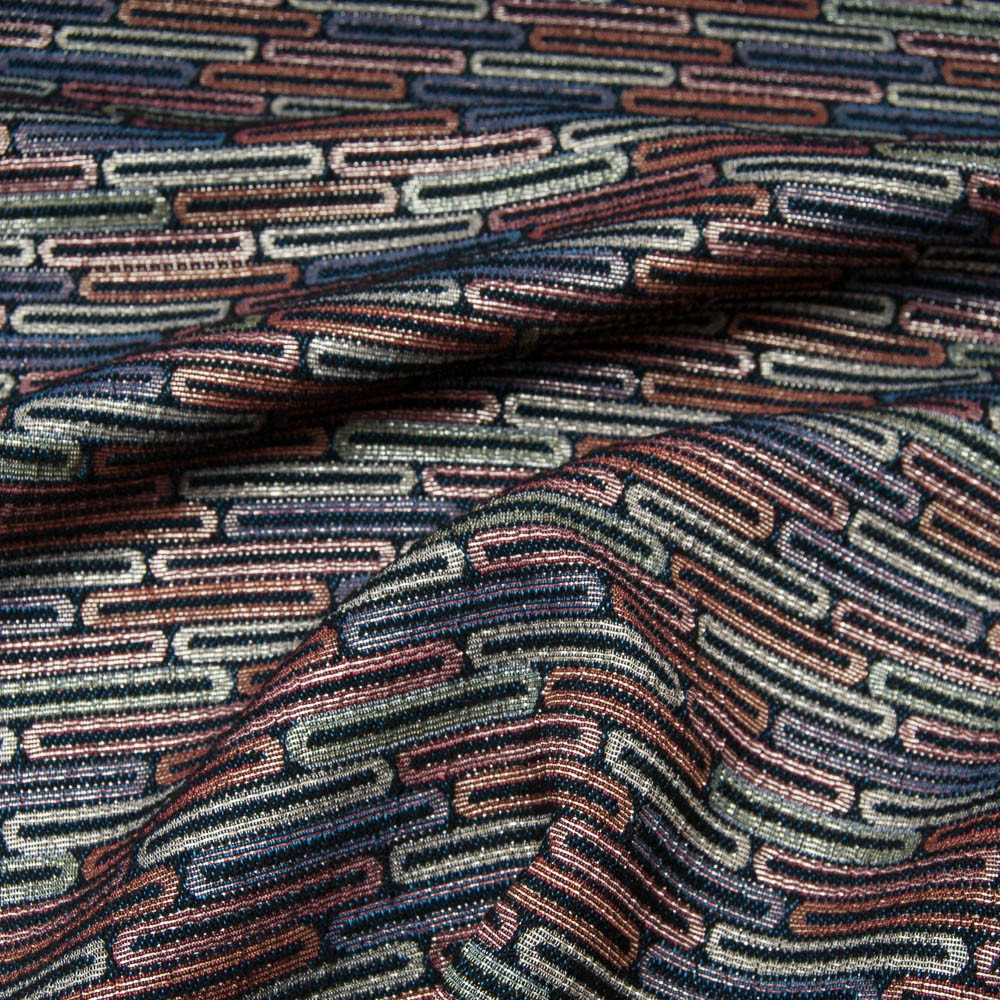 Tissu Jacquard lurex kaki et Bronze méttalisé fin rectangle