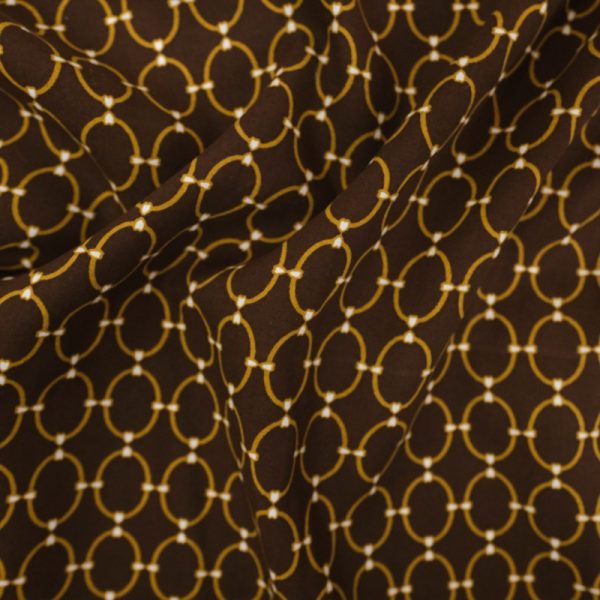 Tissu popeline viscose Inès Marron maillon doré Oekotex