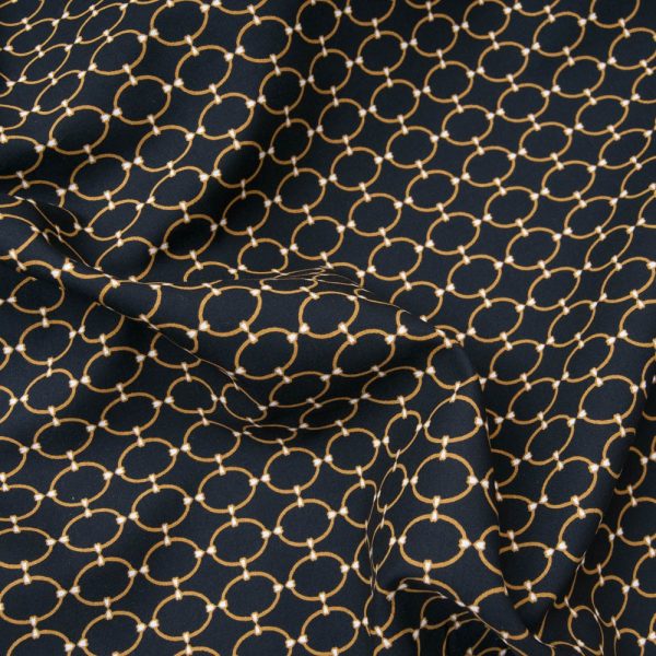 Tissu popeline viscose Inès Noir maillon doré Oekotex