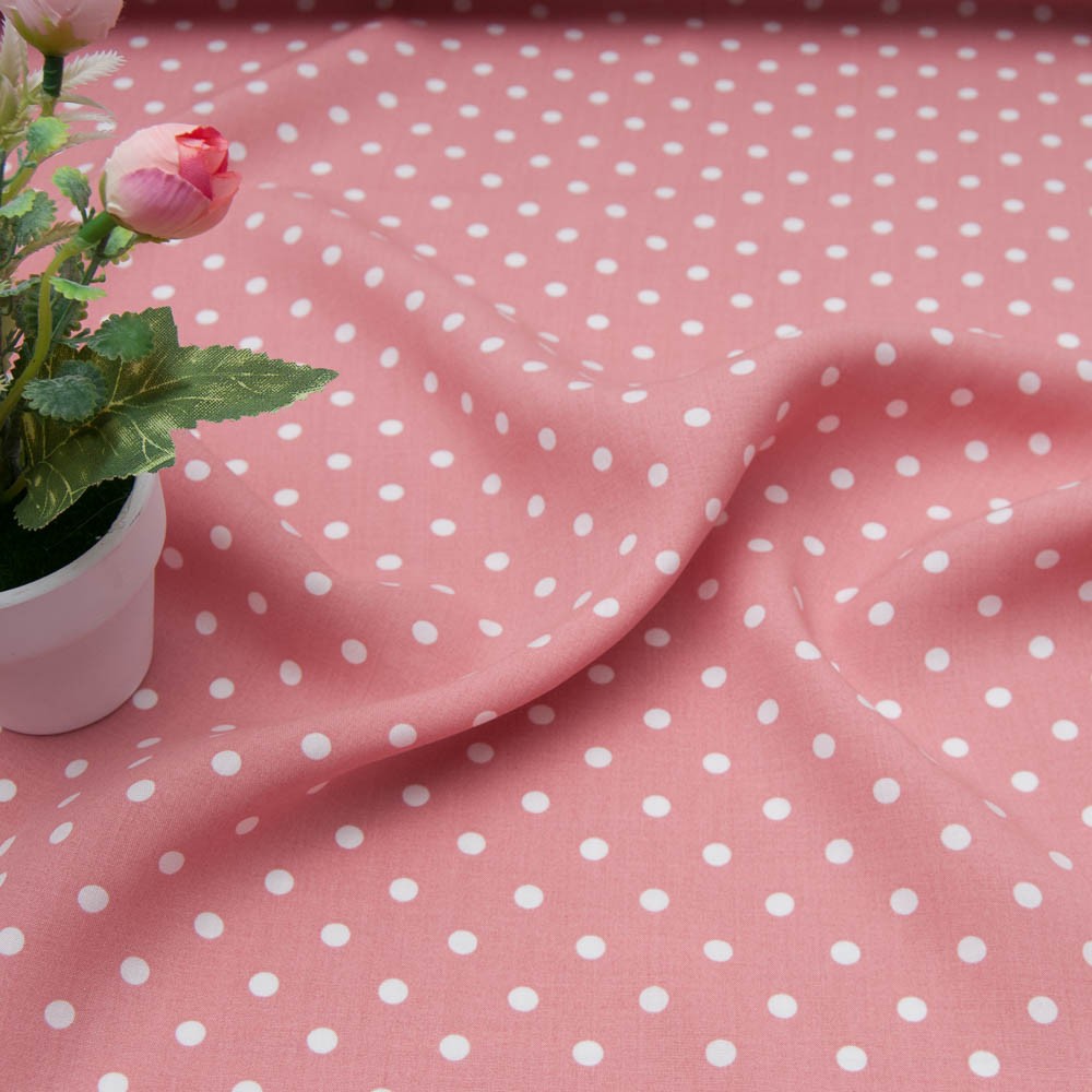 Tissu popeline viscose LOLA ROSE Oekotex imprimé pois