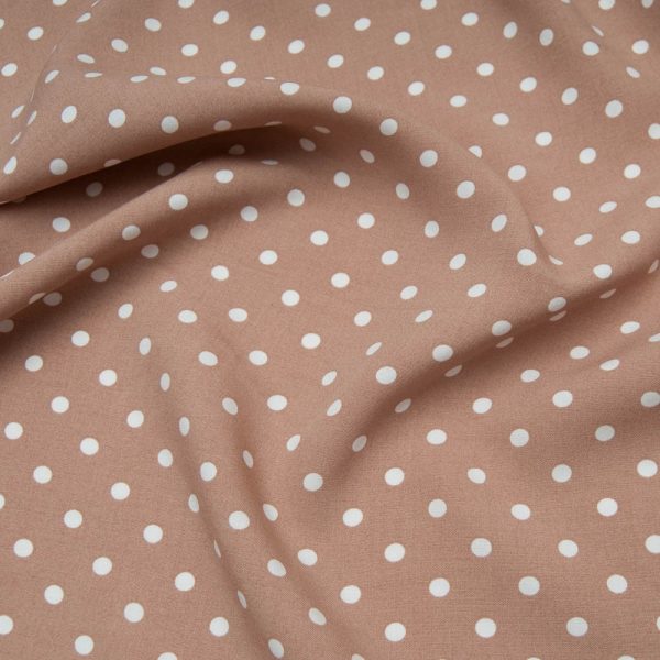 Tissu popeline viscose LOLA TAUPE Oekotex imprimé pois