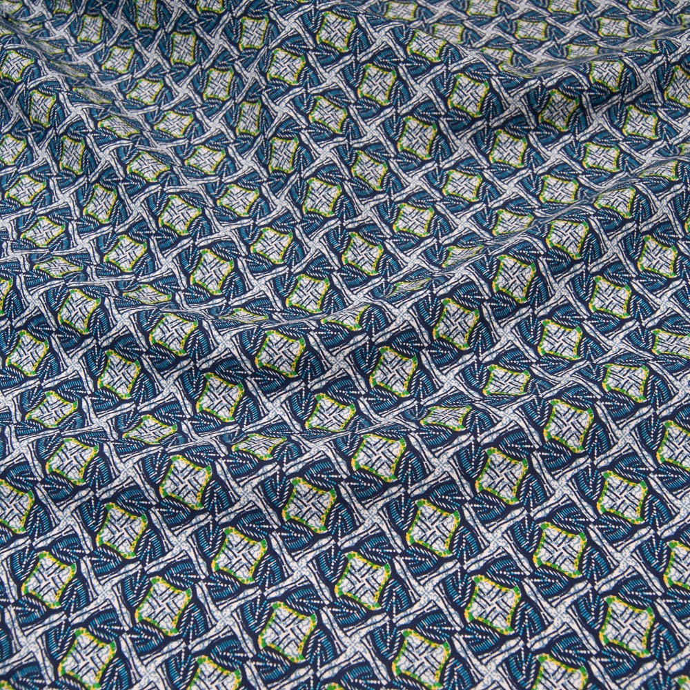 Tissu popeline viscose WAX BLEU Oekotex