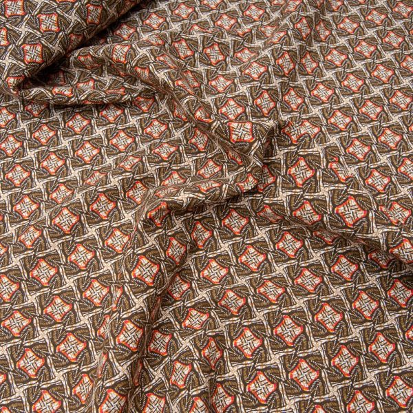 Tissu popeline viscose WAX ORANGE Oekotex
