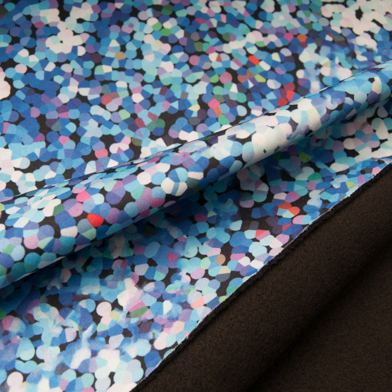 Tissu Softshell envers polaire imprimé points bleus Ref 11183F11