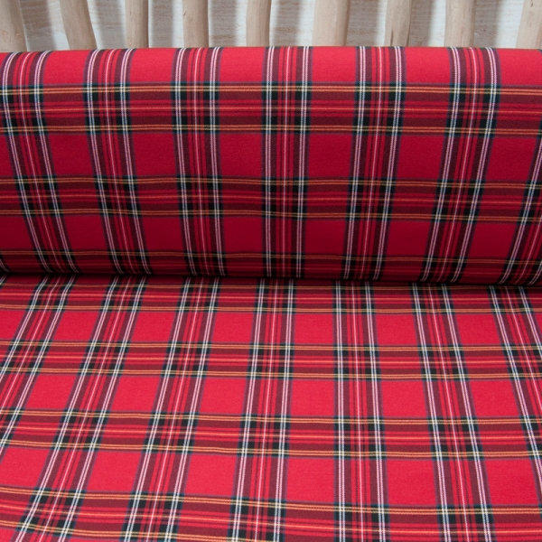 tissu Bengaline écossais rouge stretch