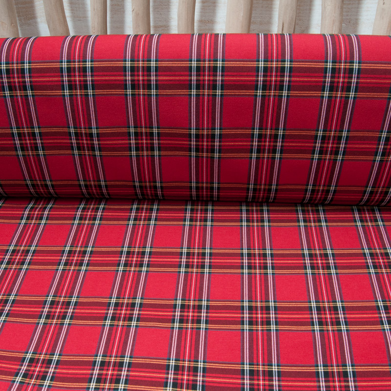 tissu Bengaline écossais rouge stretch