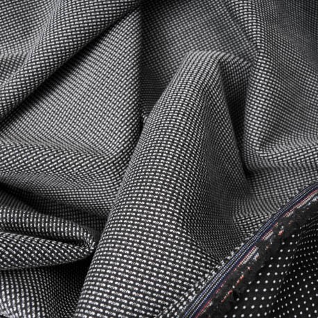 Toile de coton et polyester natté noire réversible