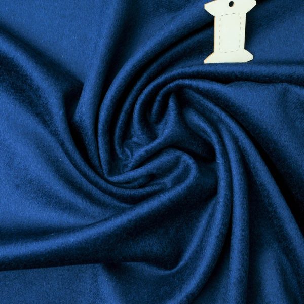 Coupon Velours de laine bleu saphir 1m45