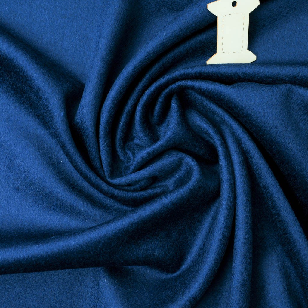 Coupon Velours de laine bleu saphir 1m45