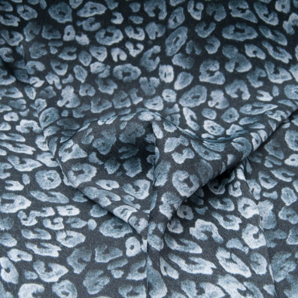 Tissu viscose mélangée graou léopard Bleue