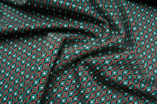 Maille Jacquard Polyviscose  motif mini losange vert