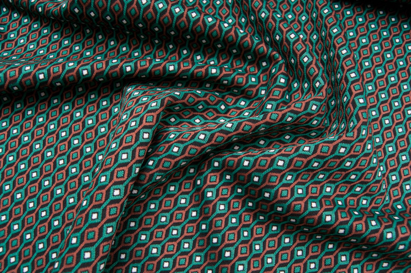 Maille Jacquard Polyviscose  motif mini losange vert