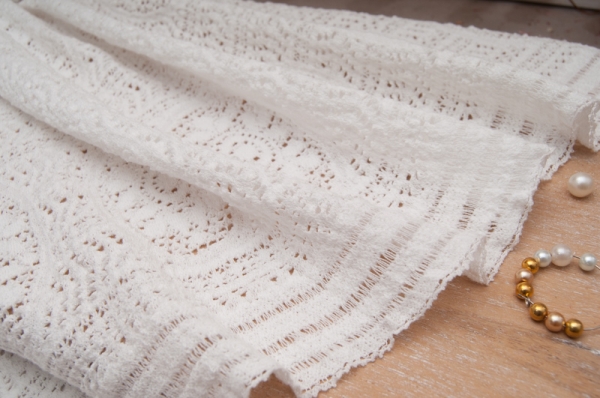 Tissu Coton Maille Crochet ECRU en 130cm